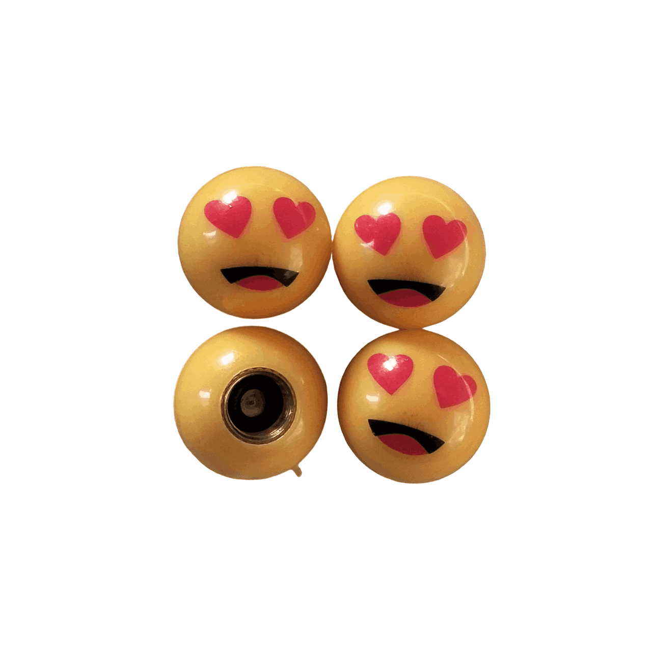 Imoji Design Set of 4 wheel nozzle caps for cars and bikes