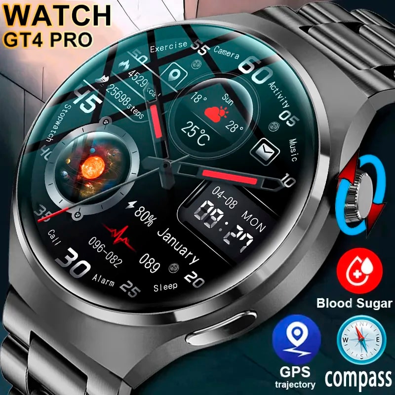Buy New GPS Smart Watch Men For Huawei GT4 Pro 360*360 HD Screen Heart rate Bluetooth Call NFC IP68Waterproof Blood Sugar Smartwatch at Best Price In Pakistan And all Countries