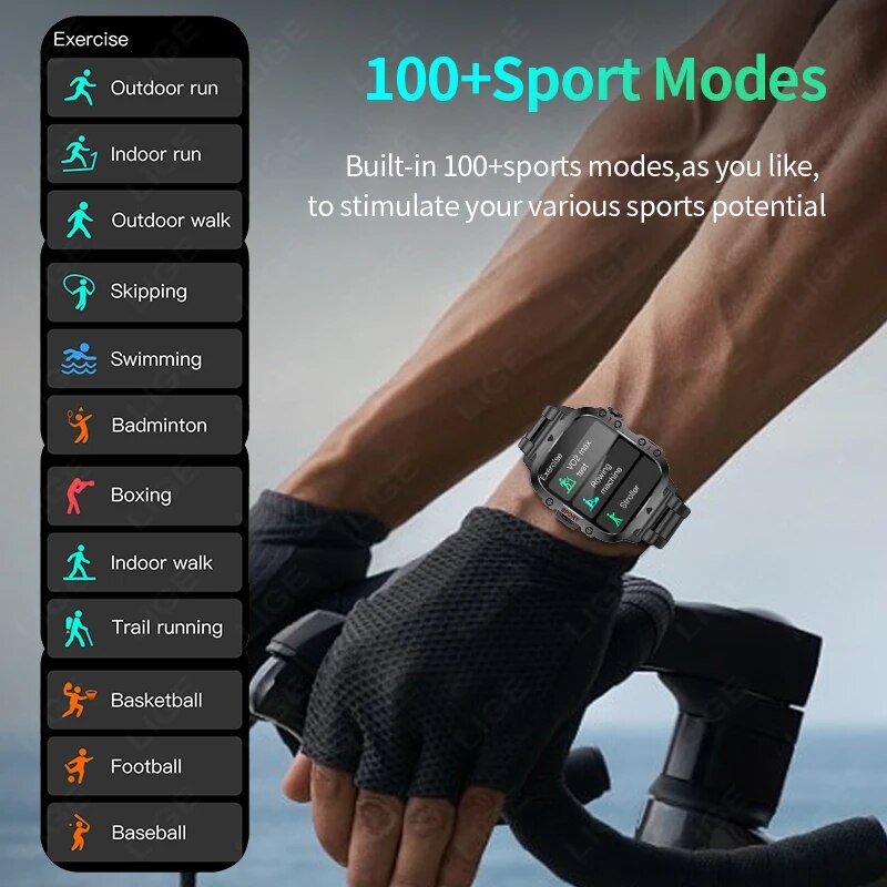 Buy LIGE New Smart Watch 1.96 Inch Screen 420 MAh Bluetooth Call Voice Assistant Watch Sports Fitness Waterproof Smartwatch For Men at best price